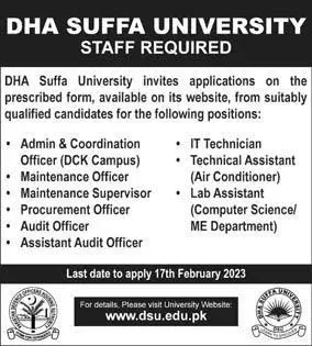 DHA Suffa University Karachi Jobs 2023 Jobs 2023 — original advertisement