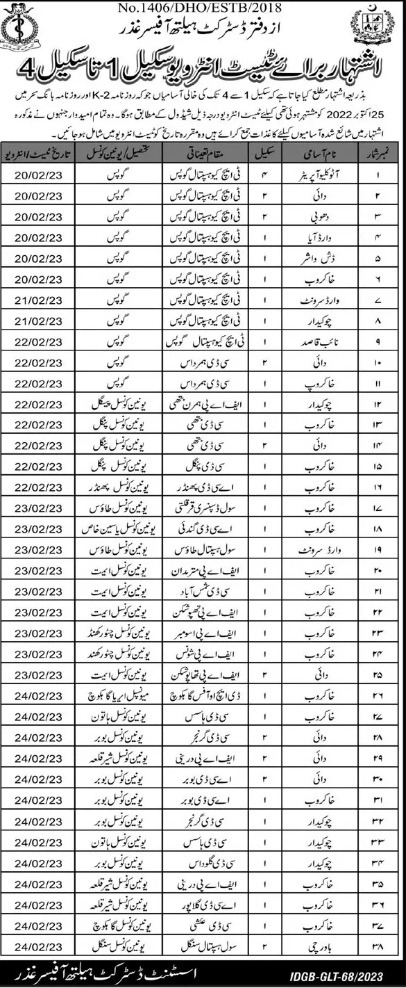 District Health Officer DHO Ghizer Jobs 2023 – Health Department Gilgitbaltistan Jobs 2023 — original advertisement