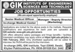 GIK Institute of Engineering sciences and Technology Jobs – Ghulam Ishaq Khan GIK Institute of Engineering Sciences and Technology Swabi Jobs 2023 — original advertisement