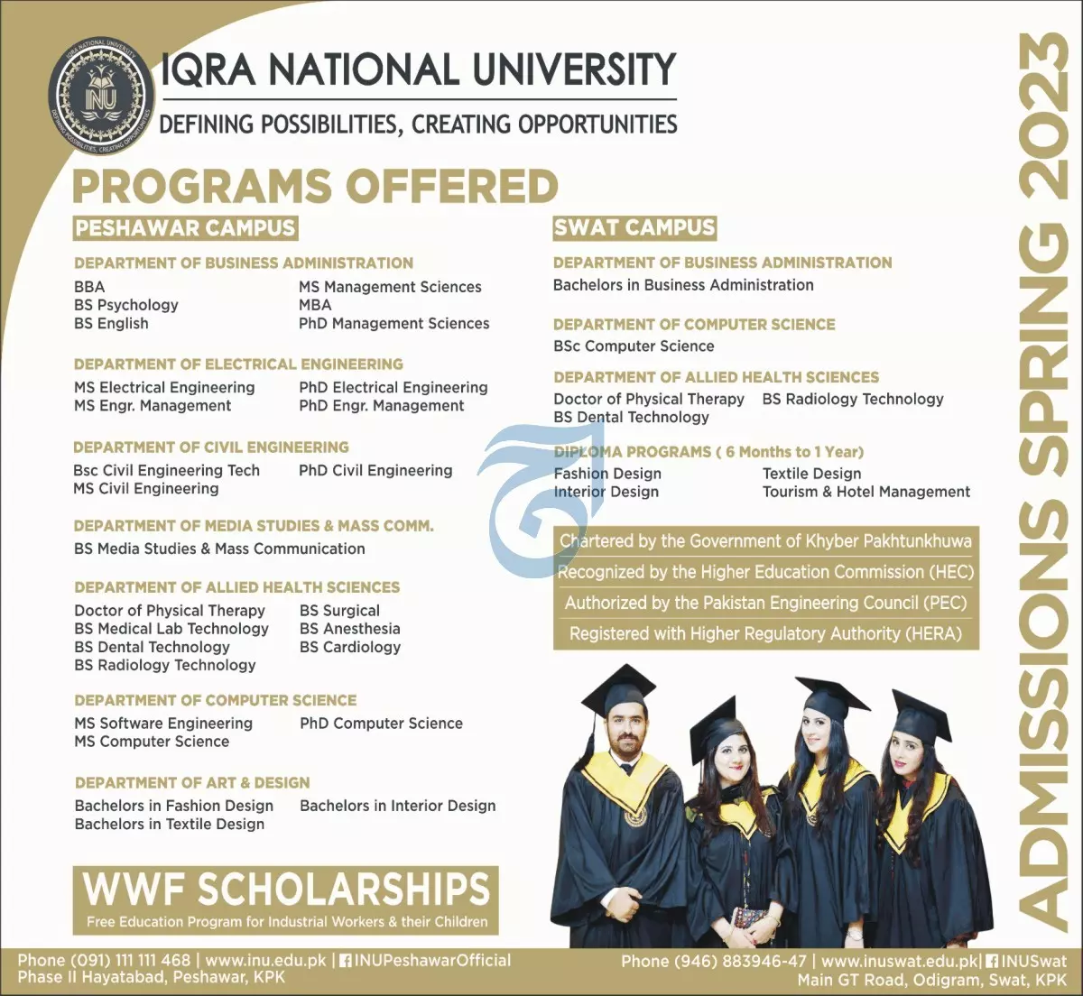 IQRA National University Peshawar Admission 2023 – IQRA National University Pesawar Admissions 2023 — original advertisement