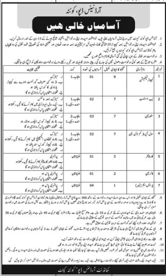 Ordinance Depo Quetta Cantt Jobs 2023 – Pakistan Army Jobs 2023 — original advertisement
