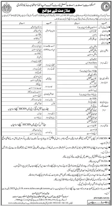 Sindh Institute of Child Health & Neonatology Jobs 2023 – Govt of Sindh Jobs 2023 — original advertisement