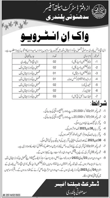 Health Department Azad Jammu Kashmir Jobs Interview 2023 Jobs 2023 — original advertisement
