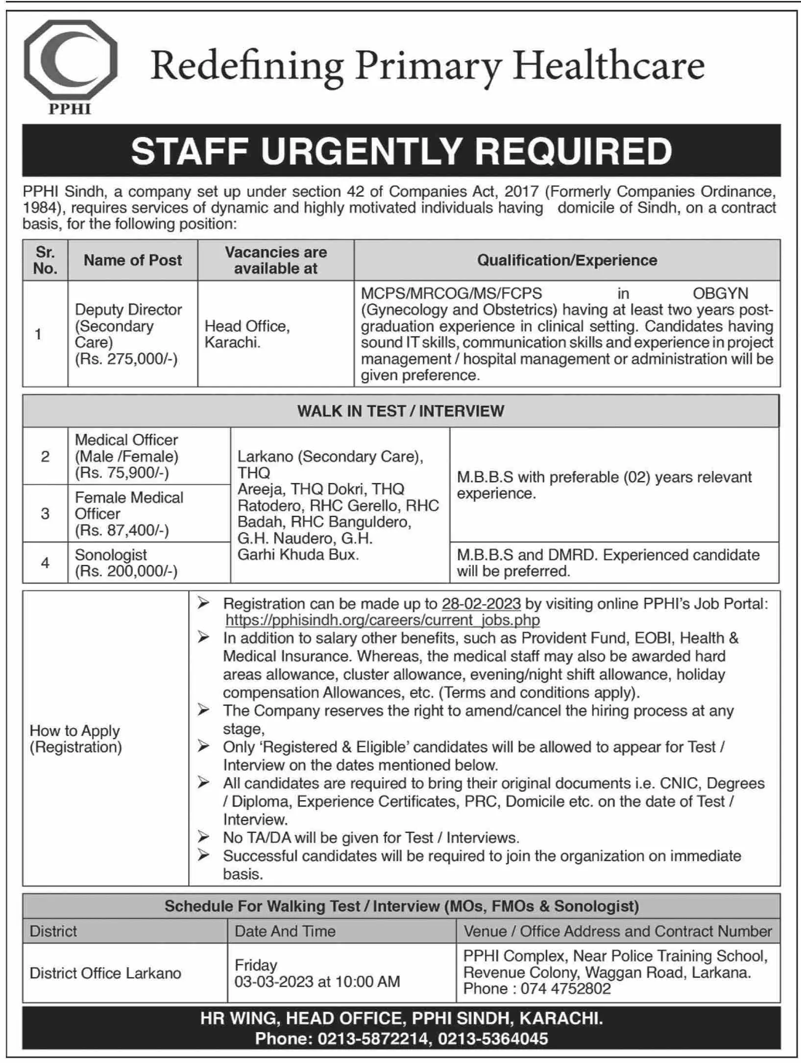 People's Primary Healthcare Initiative PPHI Sindh Jobs 2023 – People's Primary Healthcare Initiative (PPHI) Sindh Jobs 2023 — original advertisement