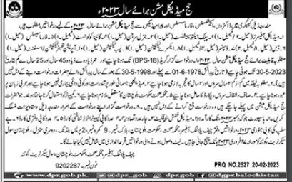 Hajj Medical Mission Balochistan Jobs 2023 – Health Department Balochsitan Jobs 2023 — original advertisement
