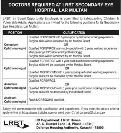 Layton Rahmatullah Benevolent Trust Lrbt Jobs 2023 – LRBT Layton Rahmatullah Benevolent Trust Jobs 2023 — original advertisement
