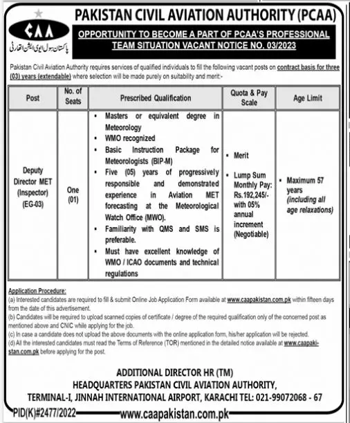 Pakistan Civil Aviation Authority PCAA  Jobs 2023 – Pakistan Civil Aviation Authority (CAA) Jobs 2023 — original advertisement