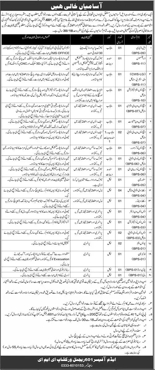 Regional Workshop EME Quetta Cantt Jobs 2023 – Pakistan Army Jobs 2023 — original advertisement