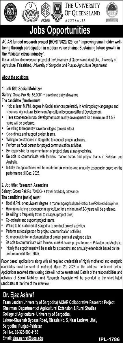 Australian Centre International Agriculture Research Jobs Jobs 2023 — original advertisement