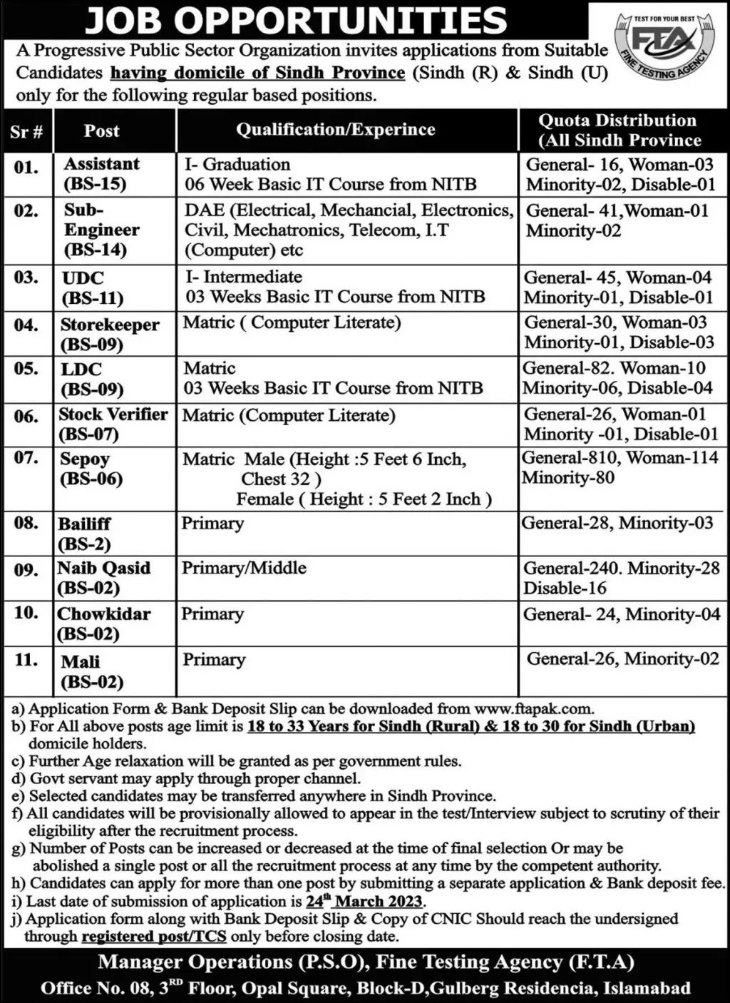 Public Sector Organization Sindh Jobs 2023 Jobs 2023 — original advertisement