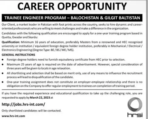 Human Resource Solution International HRSI Jobs 2023 – HRSG People and Business karachi Jobs 2023 — original advertisement