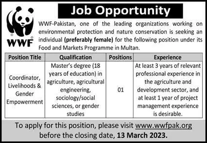 World Wide Fund Multan Punjab Jobs 2023 – World Wide Fund WWF Pakistan Jobs 2023 — original advertisement