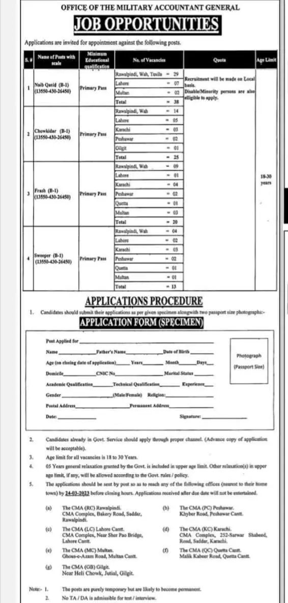 Miltary Accountant General  Islamabad Jobs 2023 – Military Accountant General Pakistan Jobs 2023 — original advertisement