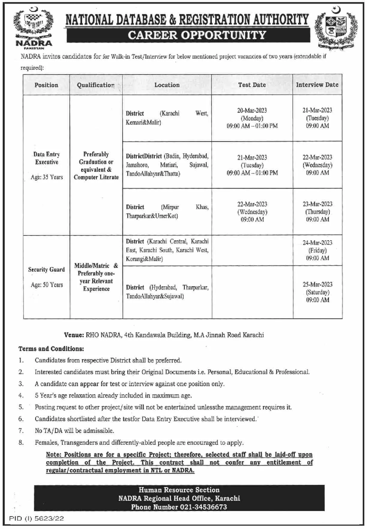 National Database and Registration Authority Jobs 2023 Jobs 2023 — original advertisement