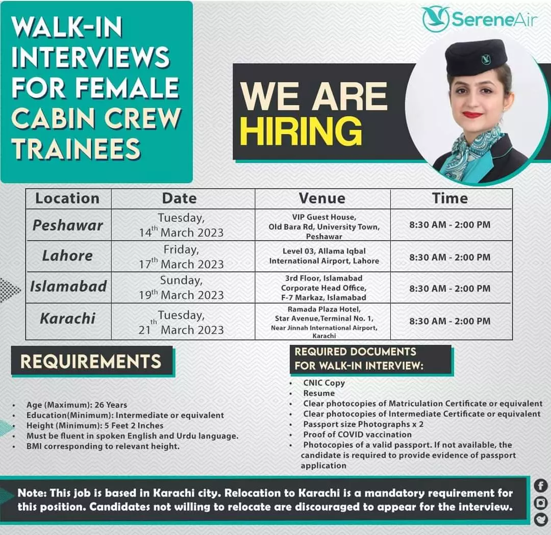 Serene Air Pakistan Jobs 2023 Jobs 2023 — original advertisement