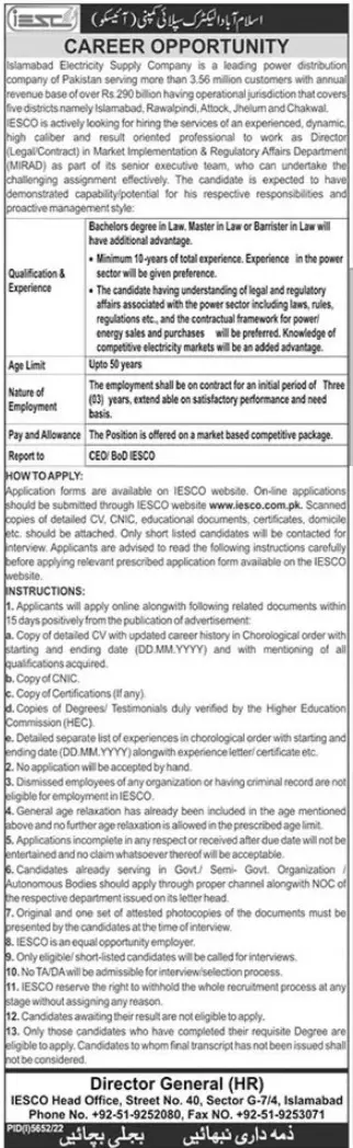Islamabad Electric Supply Company Jobs 2023 Jobs 2023 — original advertisement