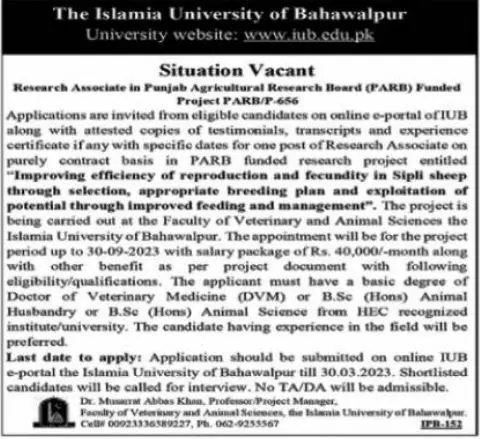 Islamia University Bahawalpur Jobs 2023 Jobs 2023 — original advertisement