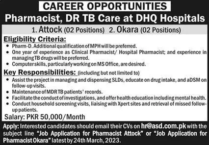 District Headquarter Hospitals DHQ Okara Jobs 2023 – Health Department Punjab Jobs 2023 — original advertisement