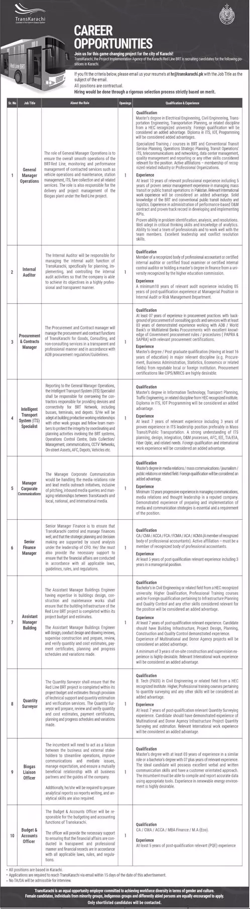 Trans Karachi Jobs 2023 Jobs 2023 — original advertisement