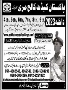 Cadet College Murree Admissions 2023 Admissions 2023 — original advertisement