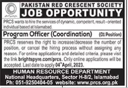 Pakistan Red Crescent Society Islamabad Jobs 2023 Jobs 2023 — original advertisement