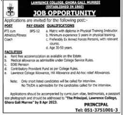 Lawrence College Ghora Gali Murree Jobs 2023 Jobs 2023 — original advertisement