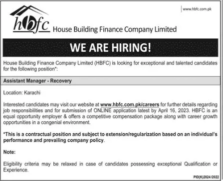 Housing Building Finance Company Limited Jobs 2023 – Private Company Jobs 2023 — original advertisement