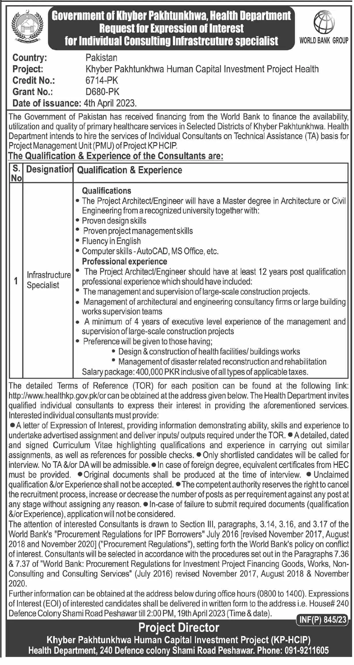 Health Department Peshawar Jobs 2023 – Health Department KPK Jobs 2023 — original advertisement