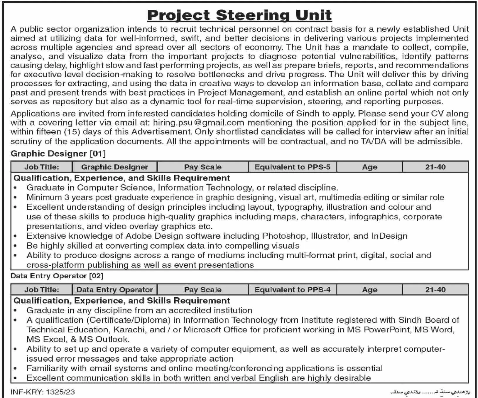 Public Sector Organization Karachi Jobs 2023 Jobs 2023 — original advertisement