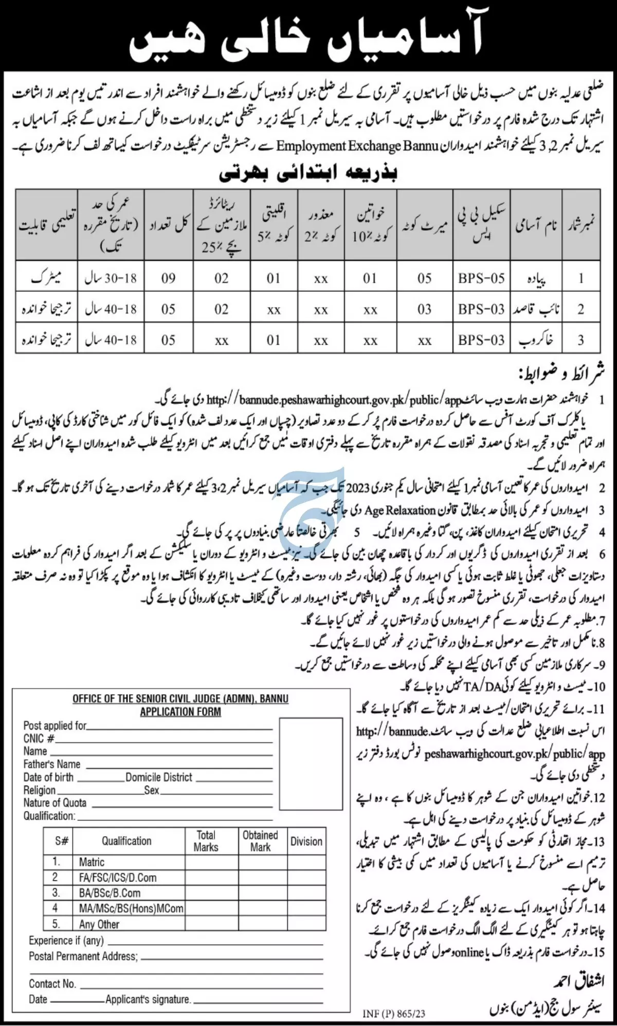 District Court Bannu Jobs 2023 Jobs 2023 — original advertisement