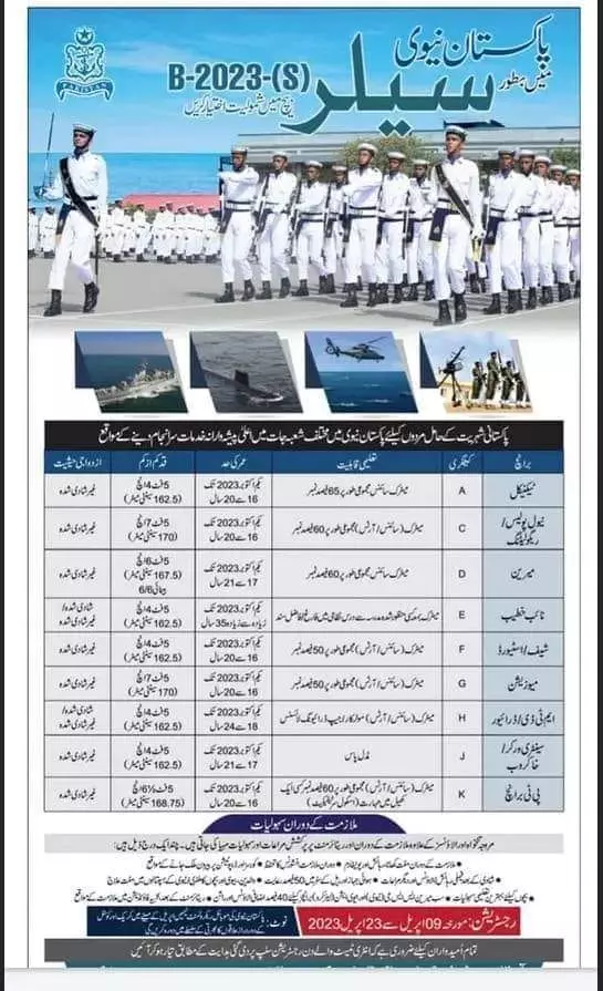 Pak Navy as Sailor Batch B Jobs 2023 – Pakistan Navy Jobs 2023 — original advertisement