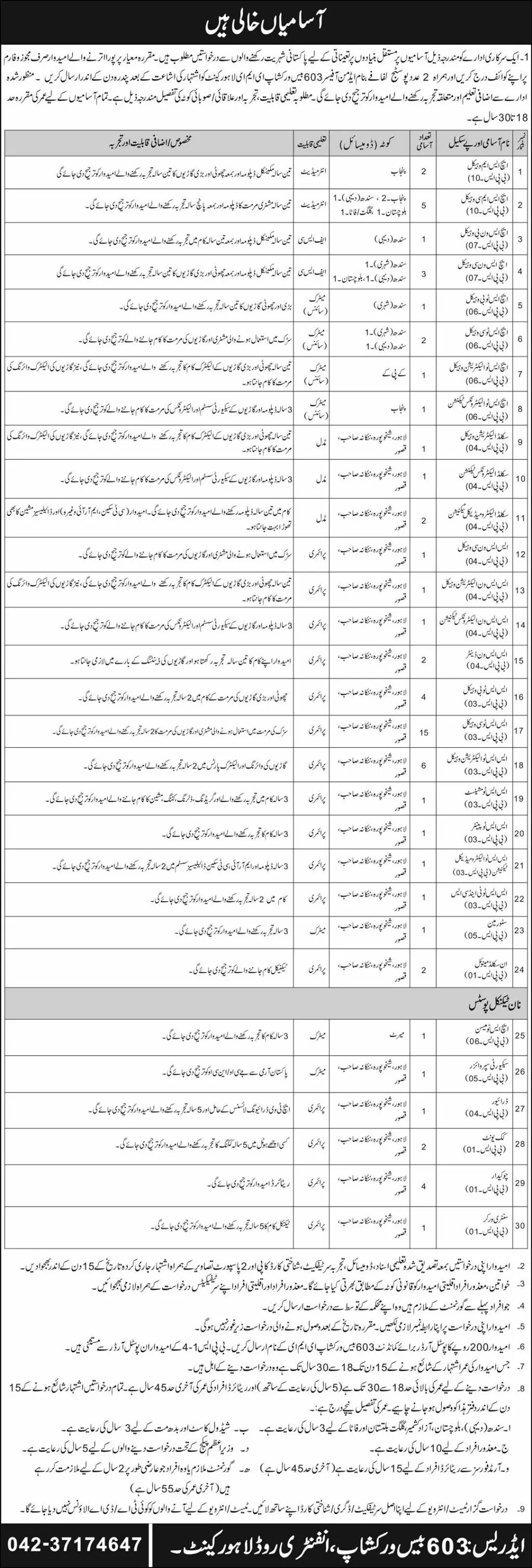 Pakistan Army 603 Base Workshop EME Jobs 2023 Jobs 2023 — original advertisement