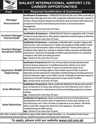 Sialkot International Airport Limited Jobs 2023 Jobs 2023 — original advertisement