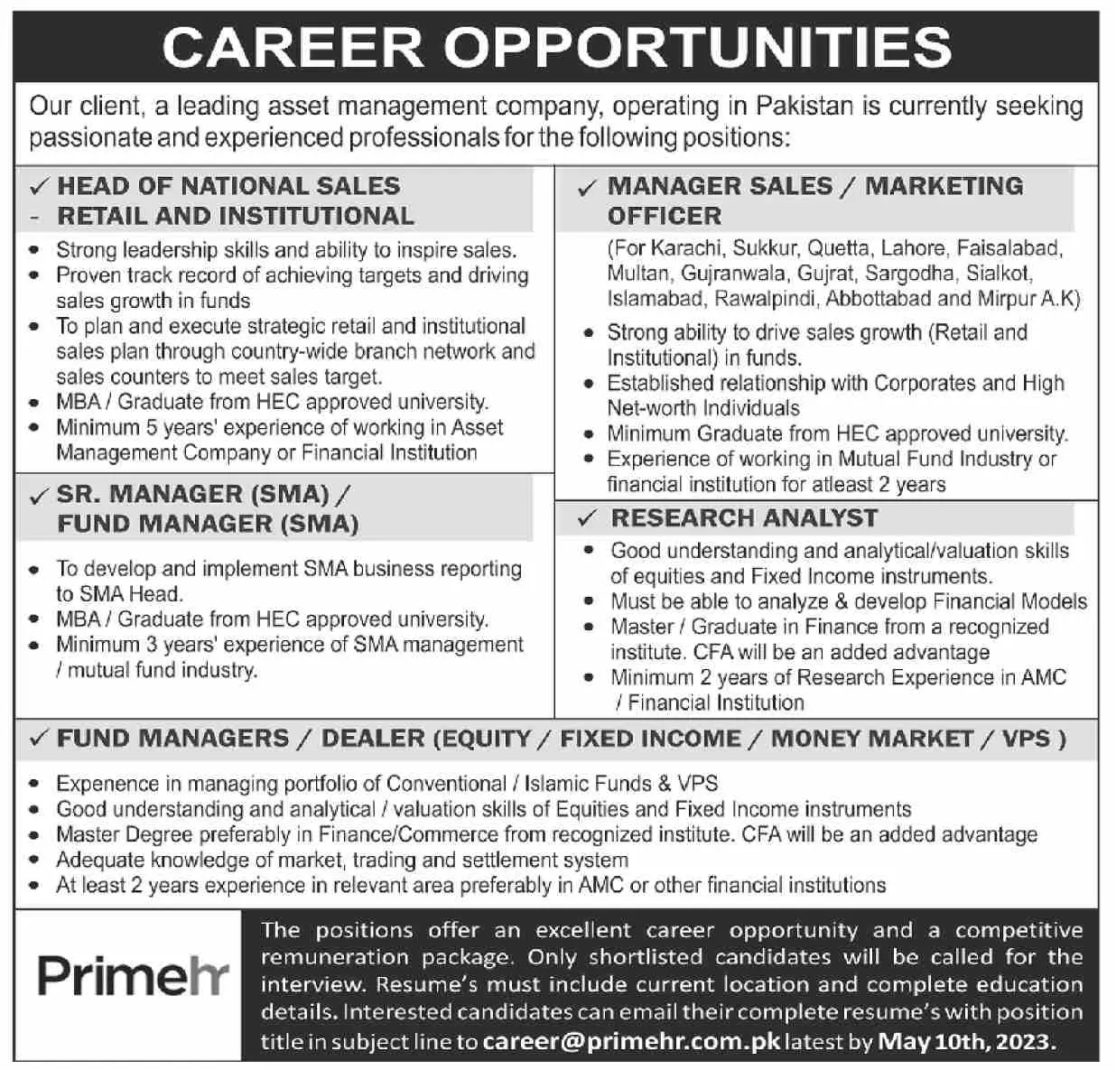 Leading Assest Management Company Jobs 2023 – Private Company Jobs 2023 — original advertisement