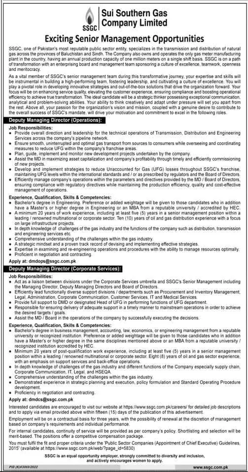 Sui Southern Gas Company Limited SSGC Jobs 2023 Jobs 2023 — original advertisement