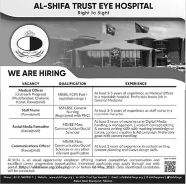 Al Shifa Trust Eye Hospital Rawalpindi Jobs 2023 – Al-Shifa Trust Eye Hospital Rawalpindi Pakistan Jobs 2023 — original advertisement