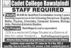 Cadet college Rawalpindi Jobs 2023 Jobs 2023 — original advertisement