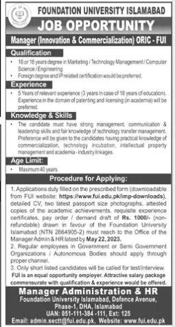 Foundation University Islamabad Jobs 2023 Jobs 2023 — original advertisement