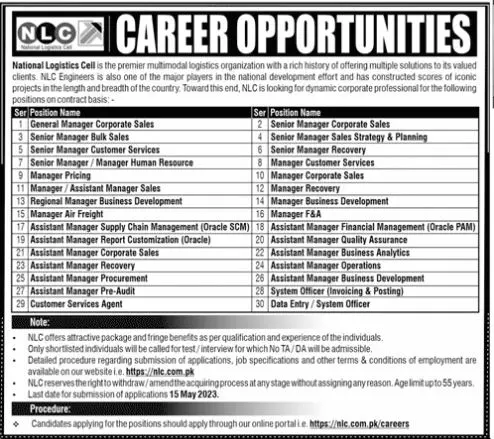 National Logistic Cell Rawalpindi Jobs 2023 Jobs 2023 — original advertisement