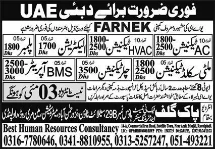 Multi Skilled Technician & Chiller Technician Jobs 2023 – Best Human Resources Consultancy Jobs 2023 — original advertisement