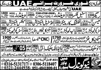 Finishing Carpenter & Structure Fabricator Jobs 2023 – New Gondal Manpower Bureau Jobs 2023 — original advertisement