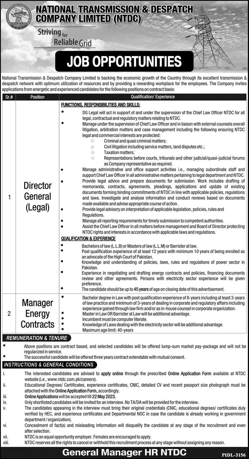 National Transmission & Despatch Company NTDC Jobs 2023 Jobs 2023 — original advertisement