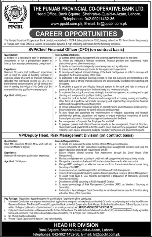 Punjab Provincial Co Operative Bank Limited Jobs 2023 – The Punjab Provincial Cooperative Bank Jobs 2023 — original advertisement