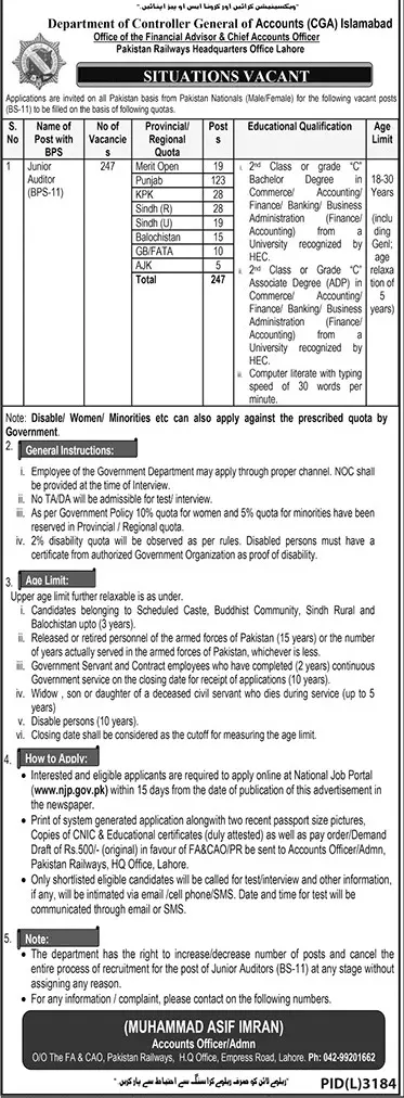 Pakistan Railways Jobs 2023 – Ministry of Railways Islamabad Jobs 2023 — original advertisement