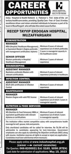 indus Hospital Health Network Jobs 2023 Jobs 2023 — original advertisement