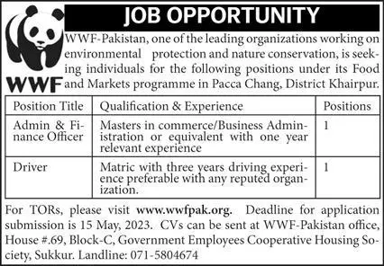 World Wide Funded WWF Jobs 2023 – World Wide Fund WWF Pakistan Jobs 2023 — original advertisement
