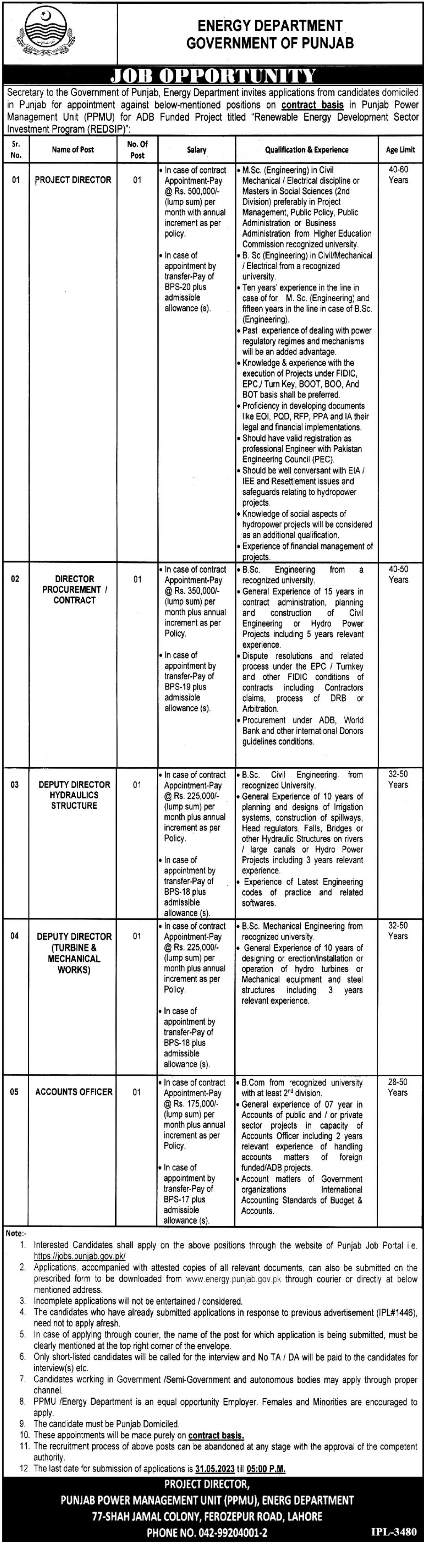 Energy Department Punjab Jobs 2023 Jobs 2023 — original advertisement
