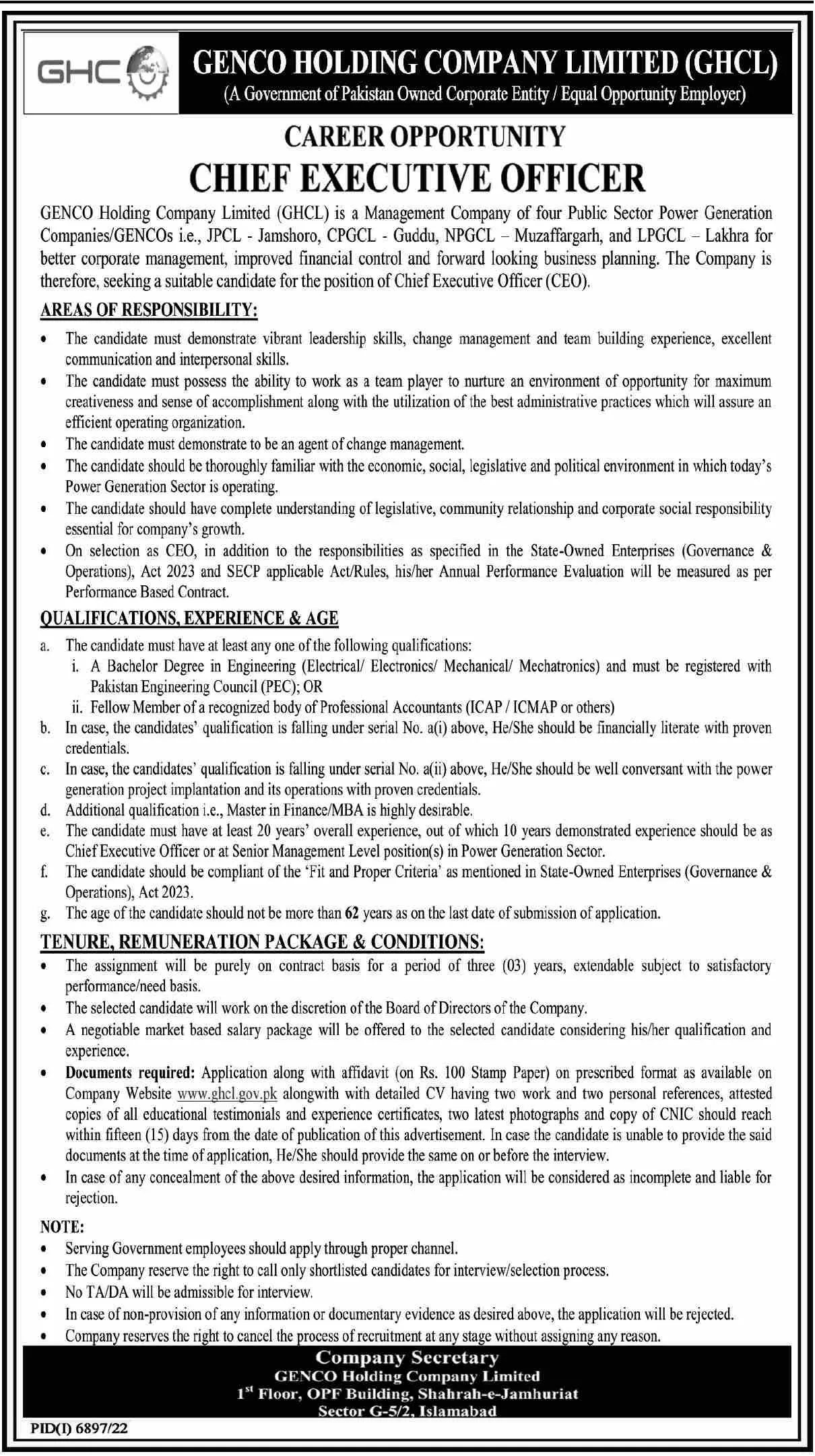 Genco Holding Company Limited GHCL Jobs 2023 – Genco Holding Company Limited (GHCL) Jobs 2023 — original advertisement