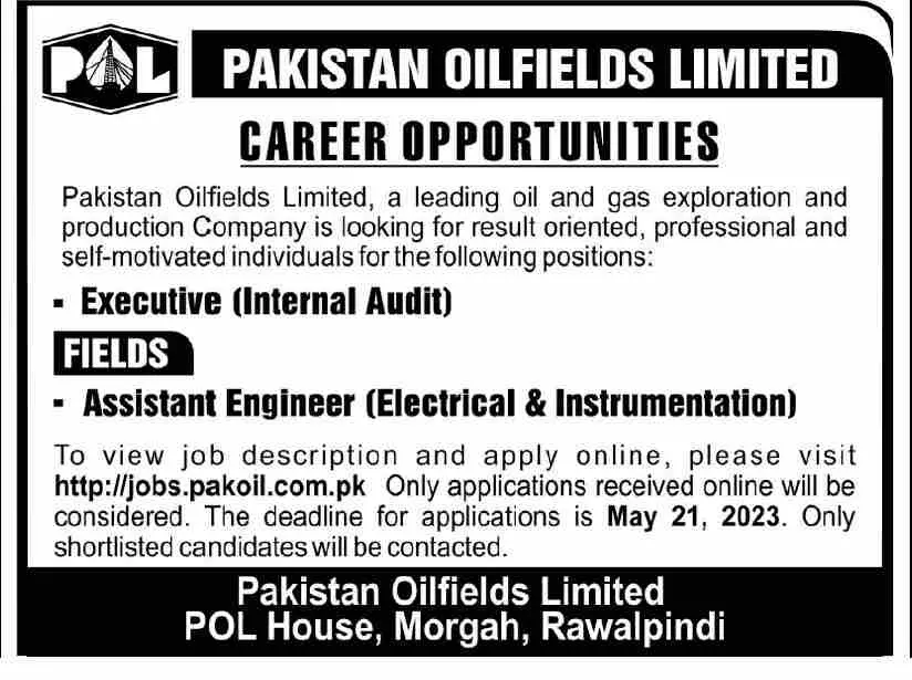 Pakistan Oilfields Limited POL Jobs 2023 Jobs 2023 — original advertisement