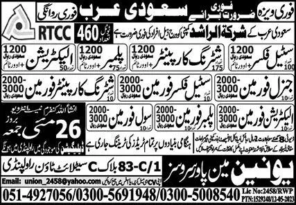 General Foreman & Civil Foreman Jobs 2023 In Saudi Arabia – Union Manpower Services Jobs 2023 — original advertisement